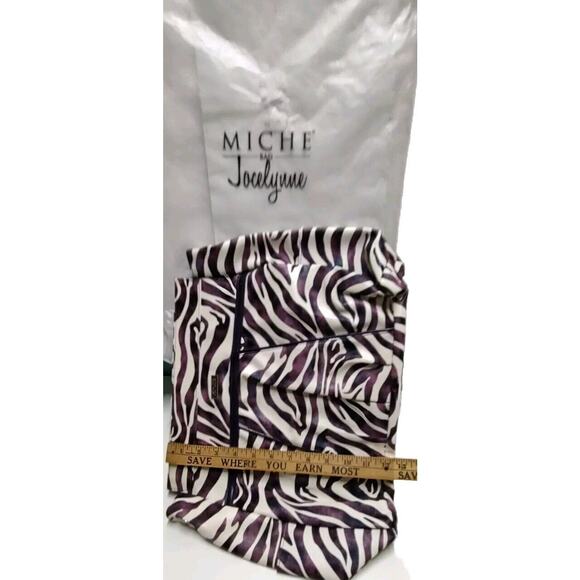 Vntg Miche Prima Jocelynn Shell Purple Black Zebra Print Faux Leather - Picture 14 of 16